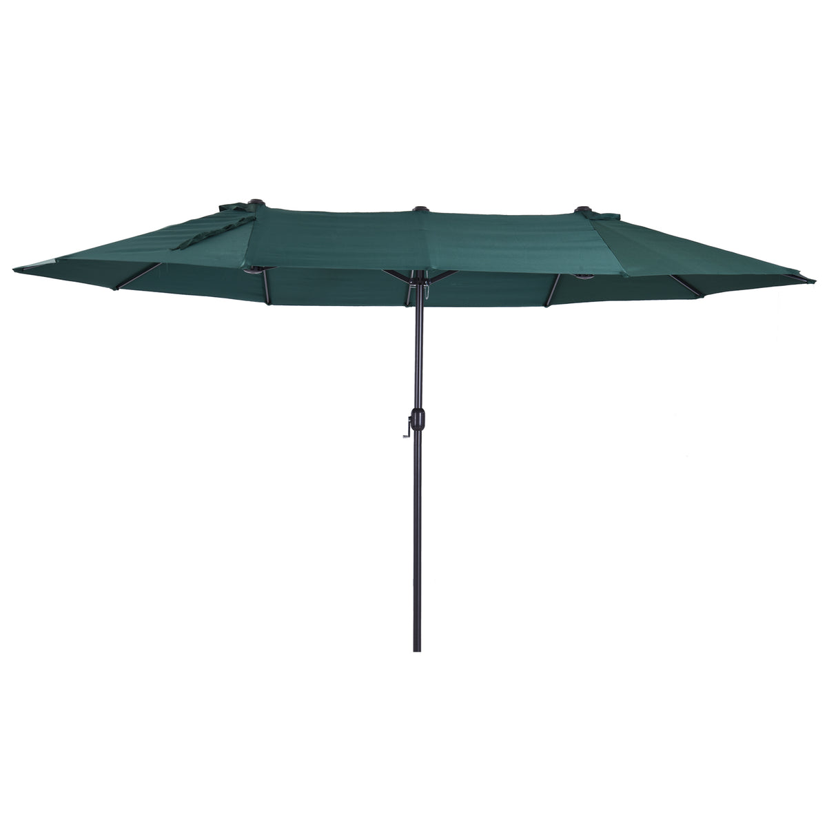 Outsunny Sonnenschirm Gartenschirm Marktschirm Doppelsonnenschirm Terrassenschirm mit Handkurbel Dunkelgrün Oval 460 x 270 x 240 cm
