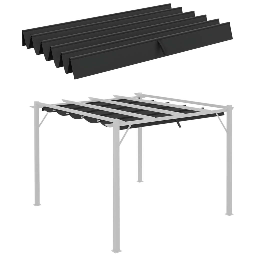 Outsunny Ersatzplane für 3x3m Pavillons, mit Wasserablauflöchern, 2,50 x 2,55 m, Dunkelgrau