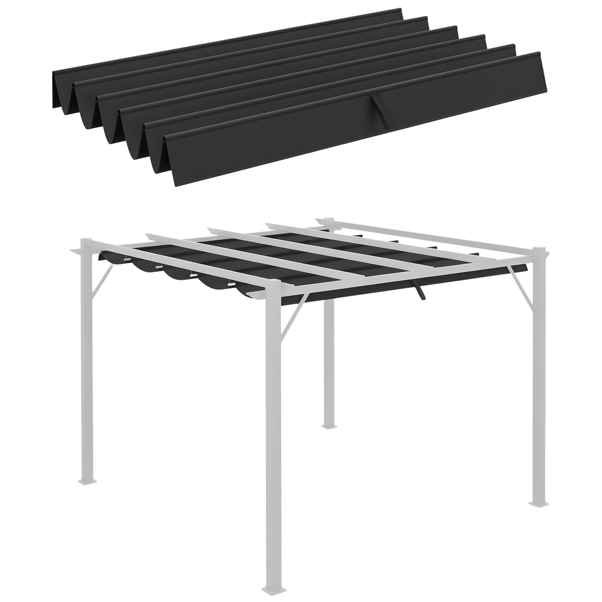 Outsunny Ersatzplane für 3x3m Pavillons, mit Wasserablauflöchern, 2,50 x 2,55 m, Dunkelgrau