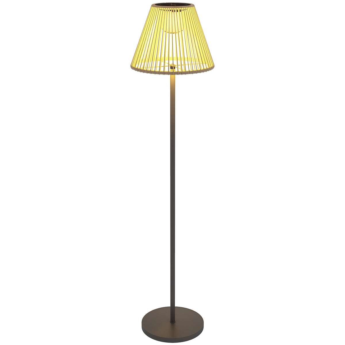 Outsunny Solar Stehlampe Rattan Solarlampen mit Lichtsensor 25 LED-Lichte Solarleuchte im Boho-Stil Ø33 x 135 cm