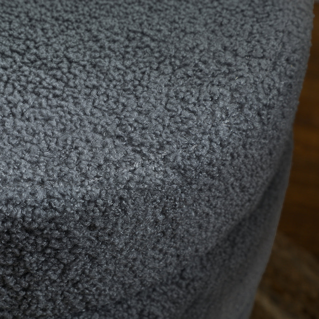 HOMCOM Hocker, rund, Teddyfleece, Metallgestell, bis 120kg, Φ40x45H cm, Dunkelgrau