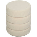 HOMCOM Hocker, rund, Teddyfleece, Metallgestell, bis 120kg, Φ40x45H cm, Beige