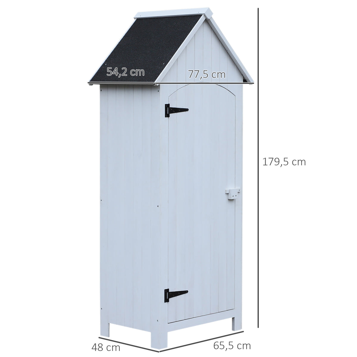 Outsunny Gartenschrank Holz  Gerätehaus Gartenhaus Geräteschuppen Geräteschrank Holzhütte Giebeldach Bitumenpappe Weiß 77,5 x 54,2 x 179,5 cm