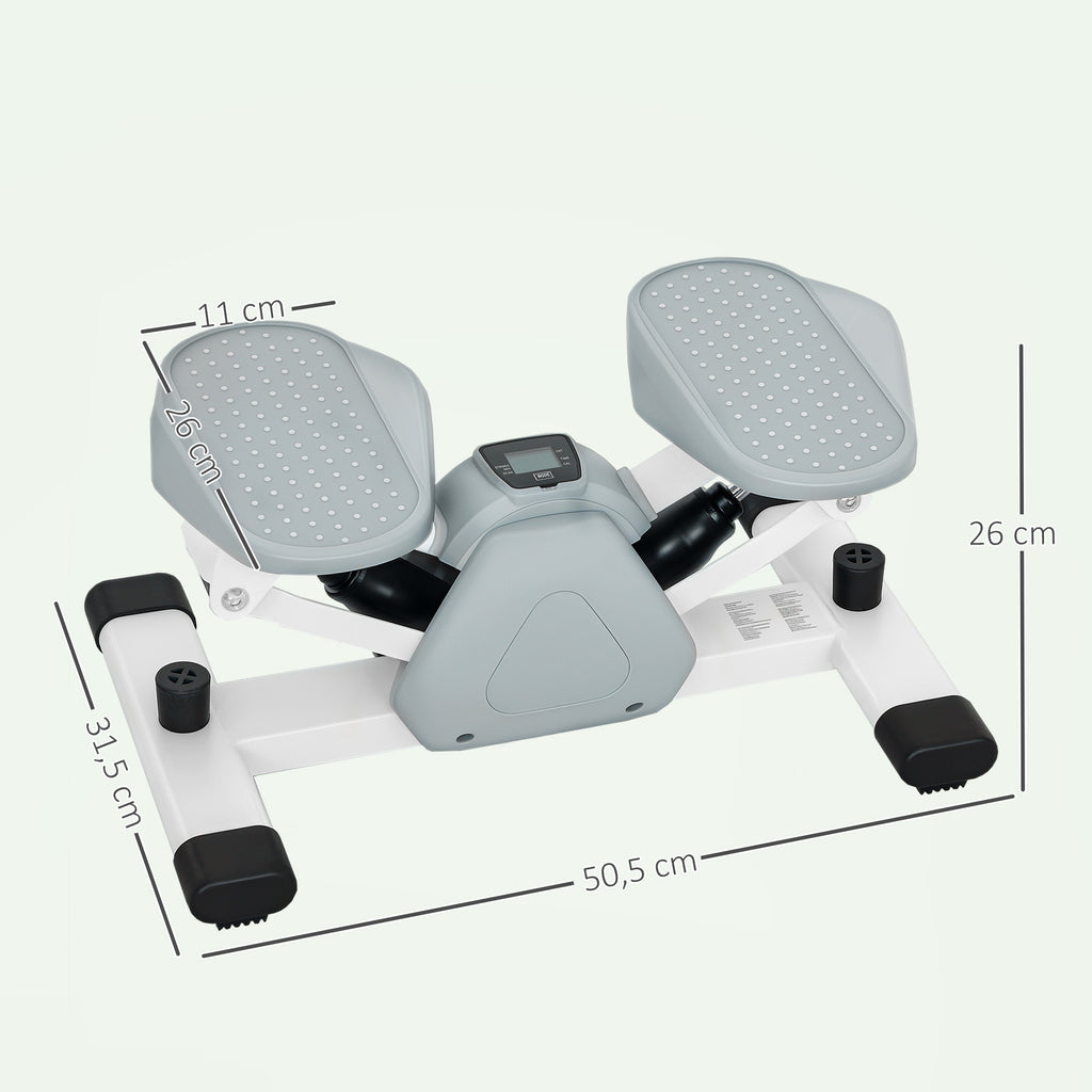 SPORTNOW Mini-Stepper, Step-Maschine für Workouts und Fitness-Übungen, mit LCD-Monitor und rutschfesten Pedalen, Grau