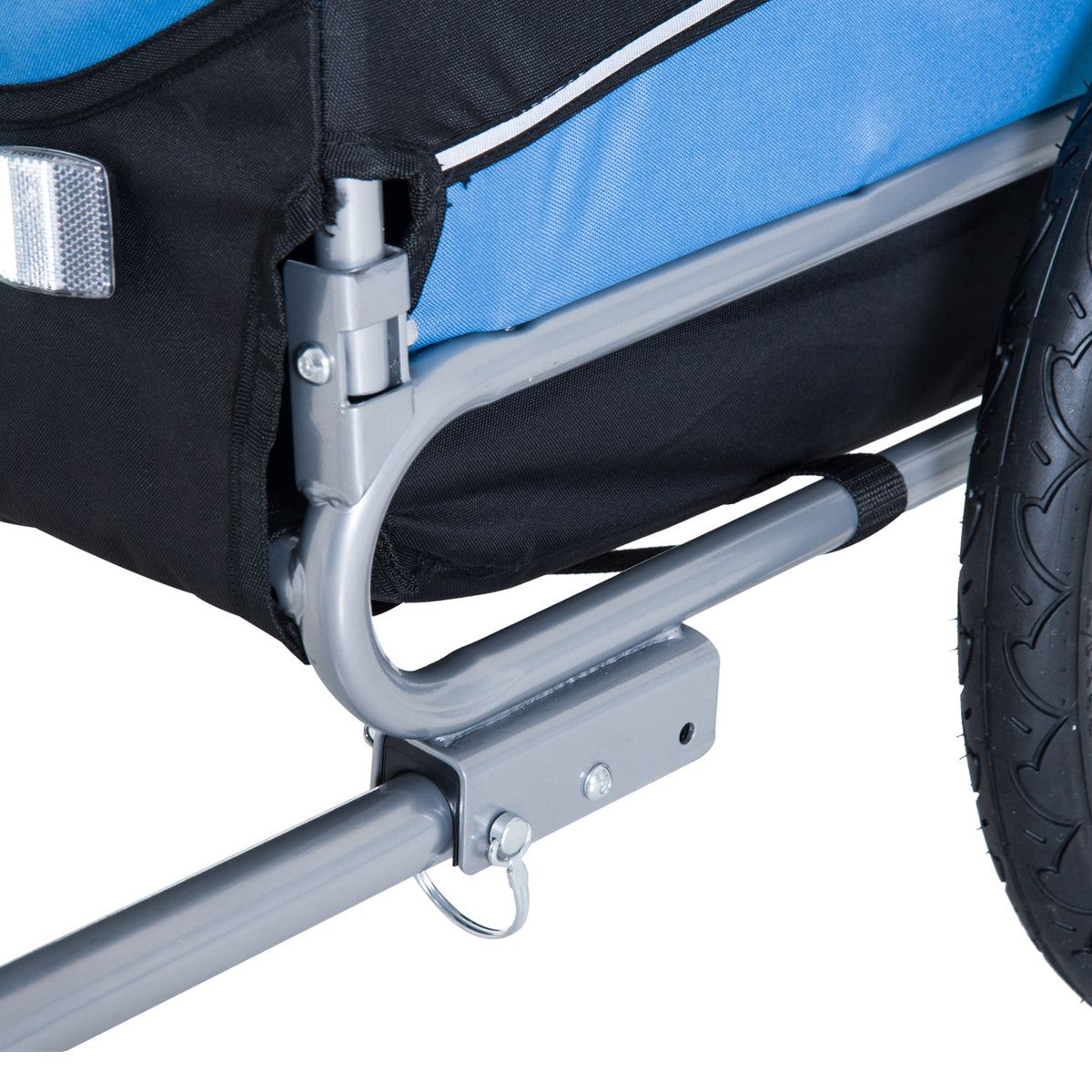 PawHut Fahrradanhänger bis 20kg Universalkupplung Sicherheitsanker Reflektor Stahl Blau+Schwarz