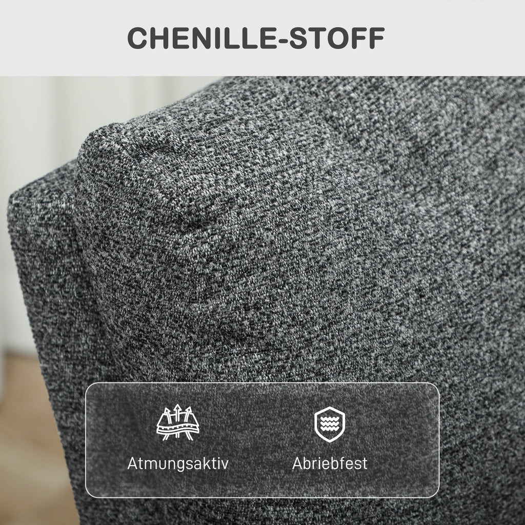 HOMCOM Relaxsessel, verstellbarer Liegesessel mit anpassbarer Beinstütze, Moderner Wohnzimmersessel mit Stoffbezug, Grau
