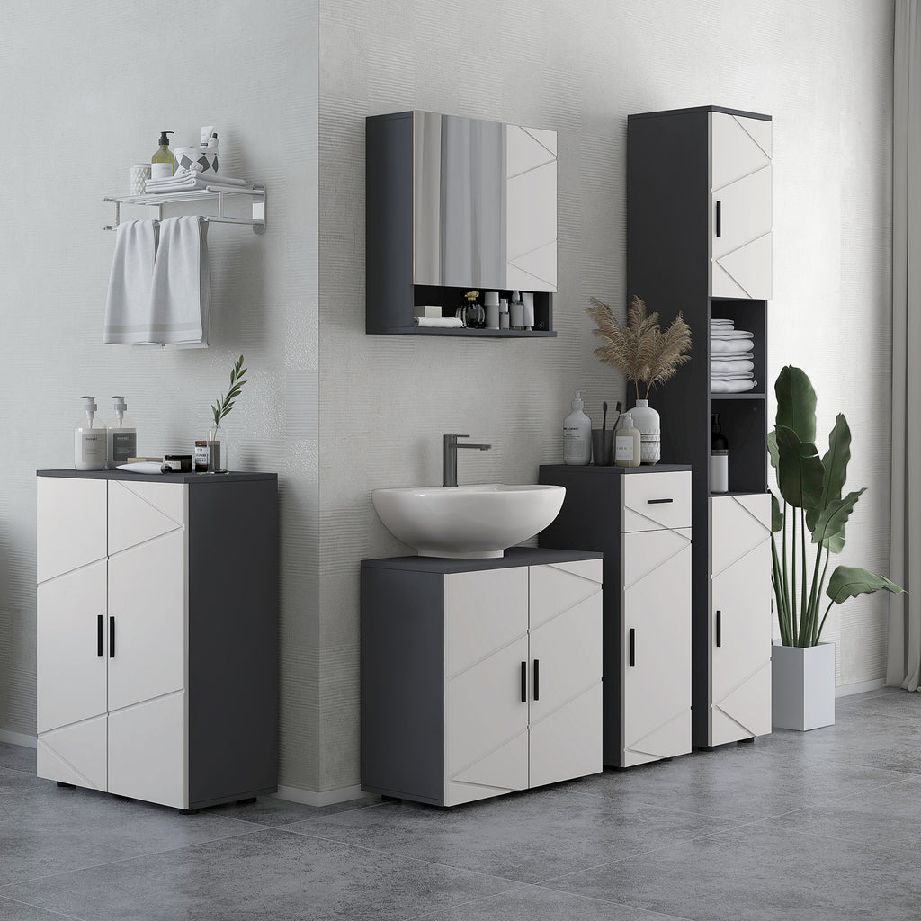 Kleankin Unterschrank Badezimmer für Säulenwaschbecken mit 2 Türen, 60x30x60cm, Grau