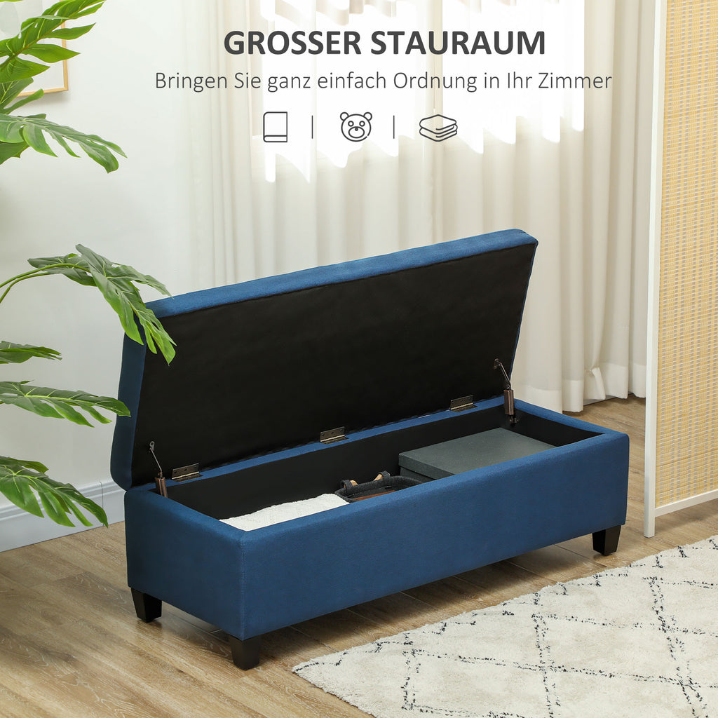 HOMCOM Sitzbank mit Stauraum, Ottomane, Flurbank, Knopfheftung,125,1 cm x 48,9 cm x 41,3 cm, Blau