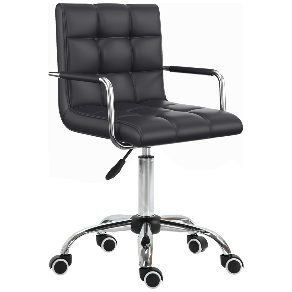 HOMCOM Bürostuhl im Retrodesign, höhenverstellbar, 5 Rollen, 52,5 cm x 54 cm x 99 cm, Schwarz