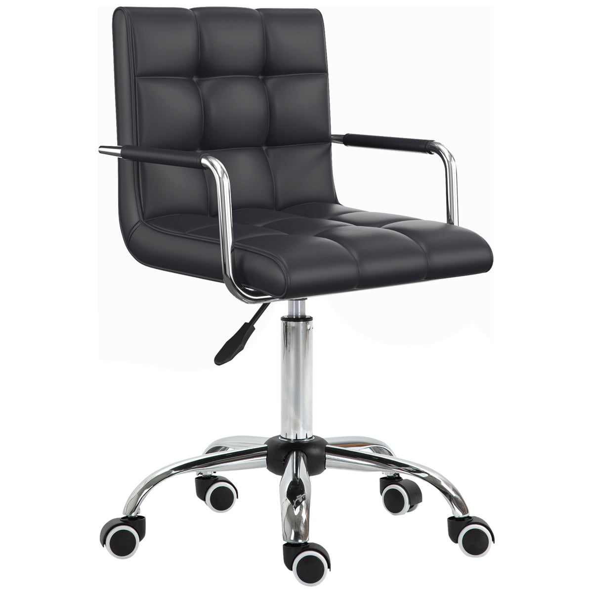 HOMCOM Bürostuhl im Retrodesign, höhenverstellbar, 5 Rollen, 52,5 cm x 54 cm x 99 cm, Schwarz