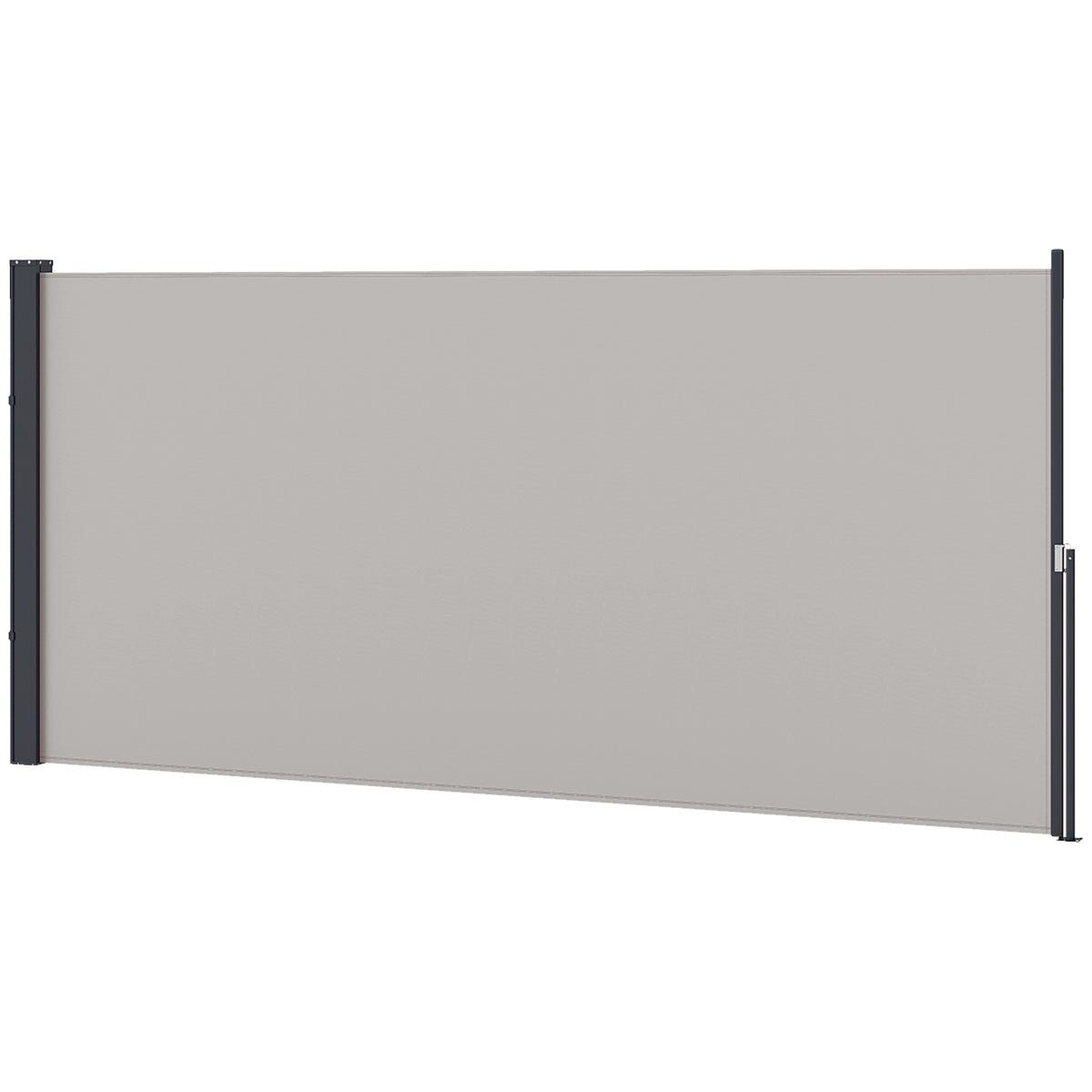 Outsunny Seitenmarkise, Seitenrollo, ausziehbar, Sichtschutz, Aluminium/Polyester, 3 x 1,4 m, Hellgrau