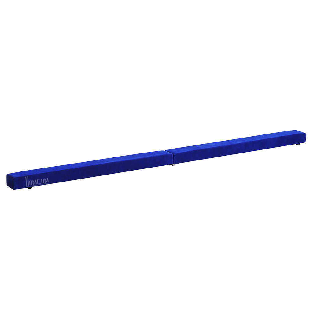 HOMCOM Faltbarer Schwebebalken, rutschfest, Wildlederbezug, robustes Holz, 210 x 10 x 6,5 cm, Blau