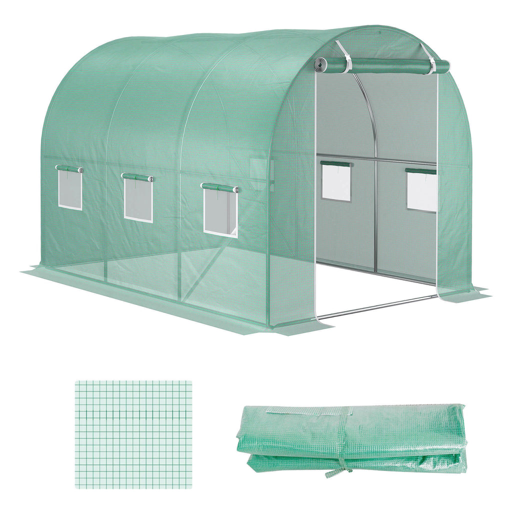 Outsunny Gewächshausfolie, 3 x 2 x 2 m, wasserdichte Gartenplane mit UV-Schutz, Kunststoff-Folie, Abdeckplane für Treibhaus, Folientunnel, Tunnelfolie für Außenbereich, Grün