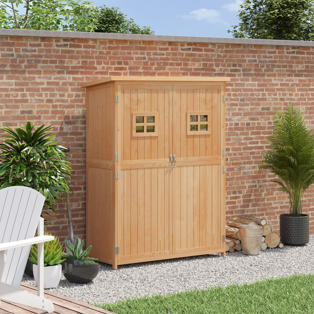 Outsunny Gartenschrank Holz Geräteschuppen Gerätehaus Geräteschrank Pultdach Garten Natur 127,5x50x164cm