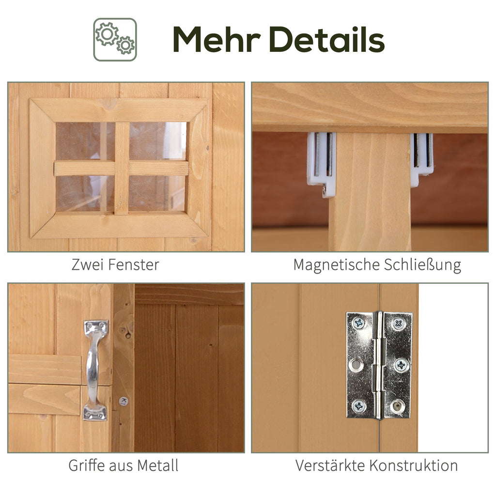 Outsunny Gartenschrank Holz Geräteschuppen Gerätehaus Geräteschrank Pultdach Garten Natur 127,5x50x164cm