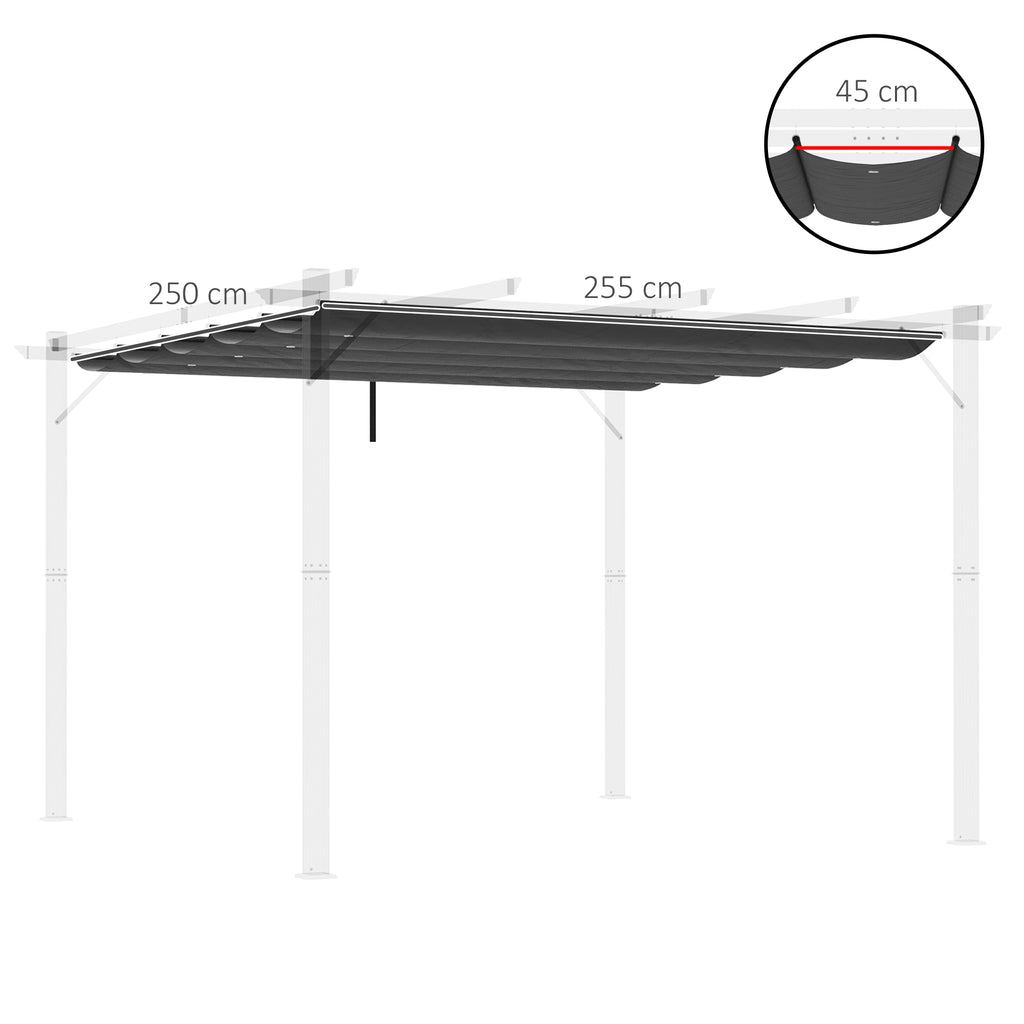 Outsunny Ersatzplane für 3x3m Pavillons, mit Wasserablauflöchern, 2,50 x 2,55 m, Dunkelgrau