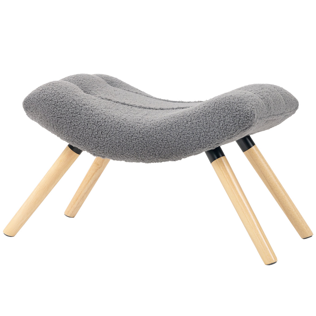 HOMCOM Moderner Fußhocker mit Fleece-Bezug und Holzbeinen, gepolstert, für Wohnzimmer, Schlafzimmer, Flur, Dunkelgrau