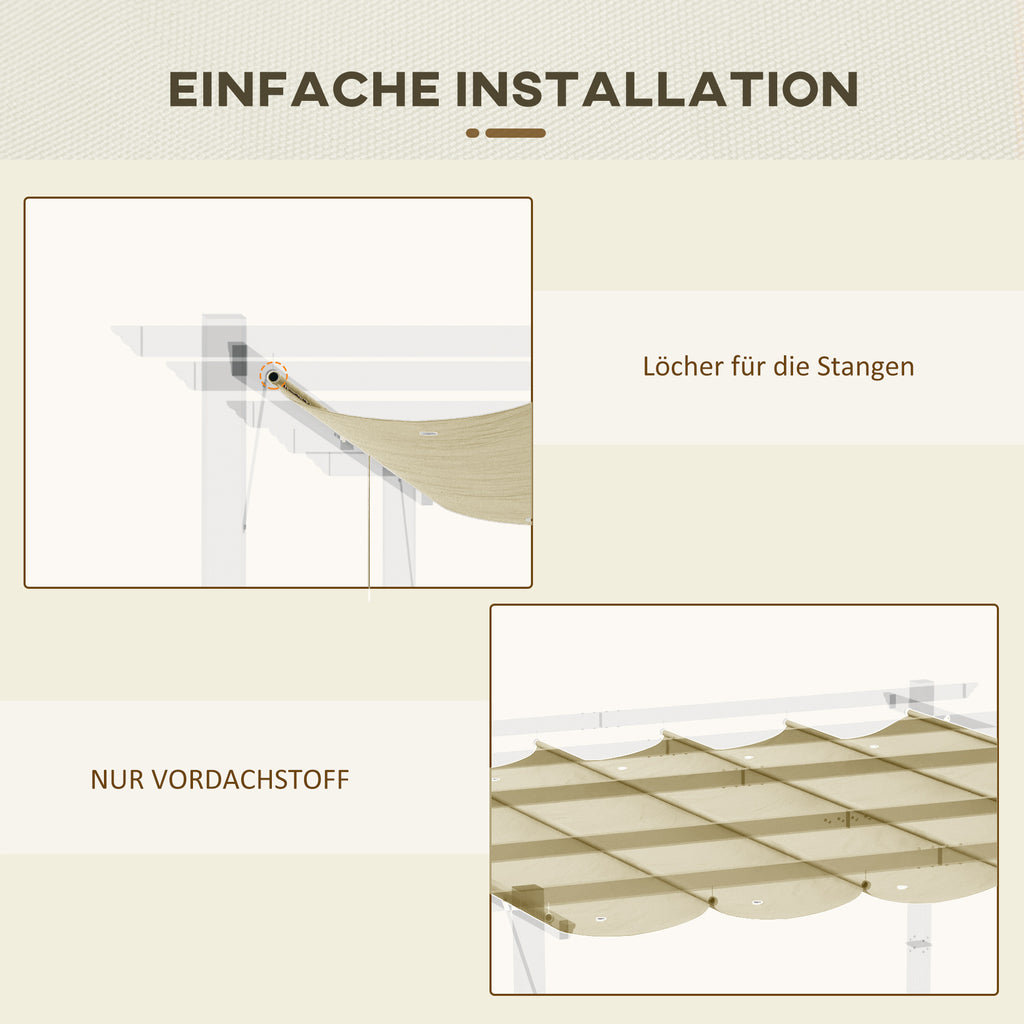 Outsunny Ersatzdach für 3 x 3 m Pergola, einziehbar, mit Regenabflusslöchern, wetterfest, Polyester, Beige