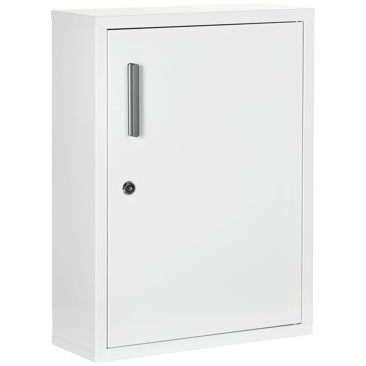 kleankin Medizinschrank 2 Regale 3 Ebenen mit abschließbarer Tür 2 Schlüssel 40 x 15 x 53,5 cm Weiß