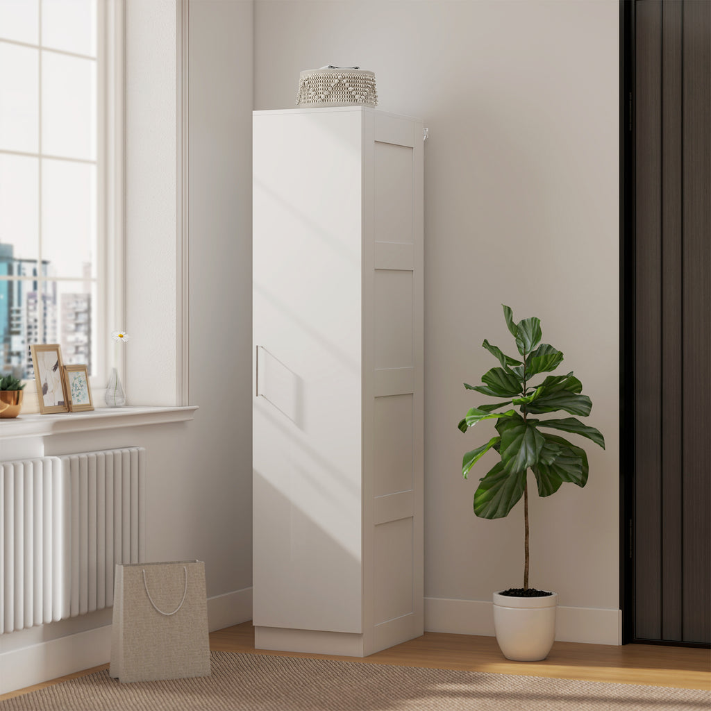 HOMCOM Kleiderschrank Mehrzweckschrank mit Kleiderstange, Regal, Soft-Close-Tür 40 x 52 x 180 cm Weiß