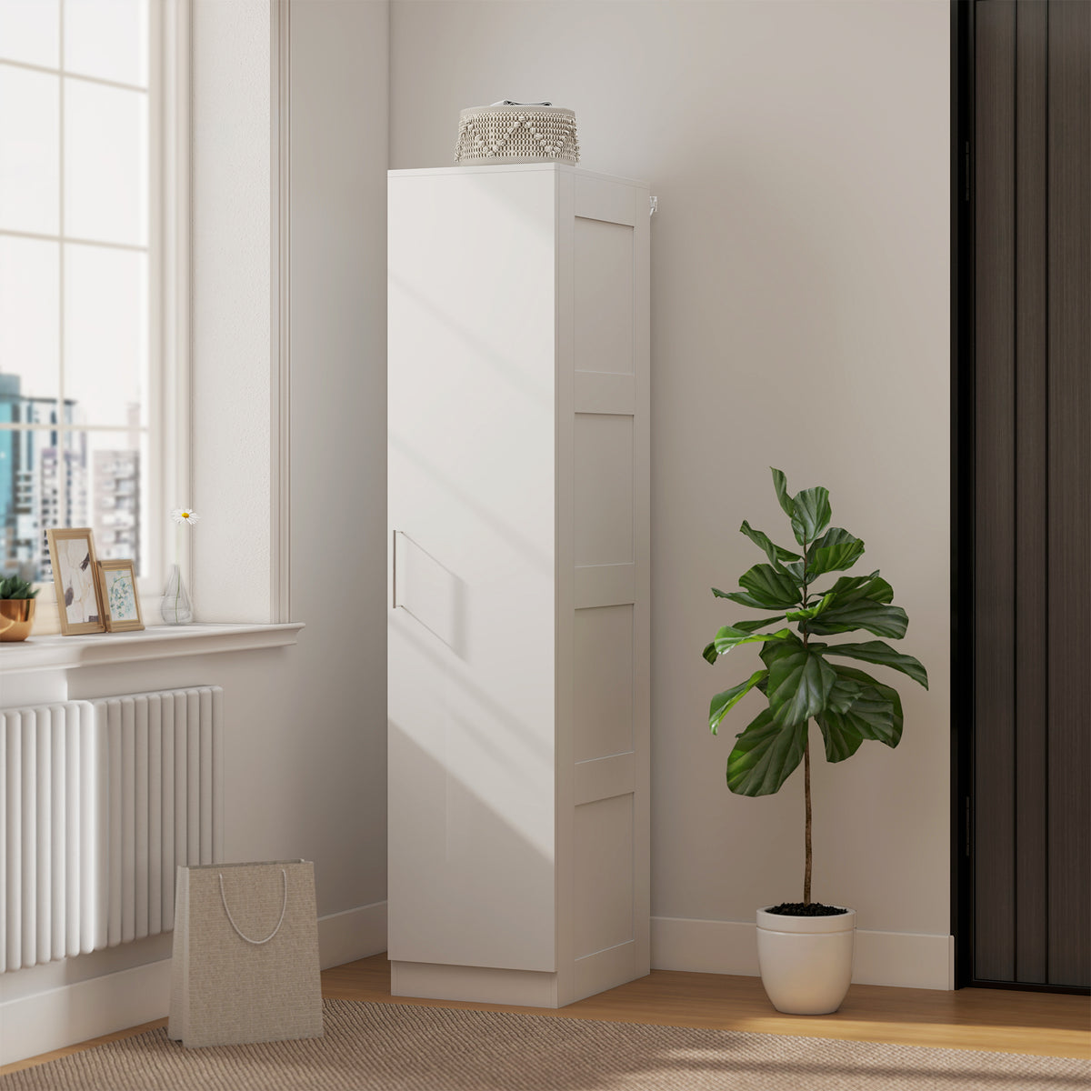 HOMCOM Kleiderschrank Mehrzweckschrank mit Kleiderstange, Regal, Soft-Close-Tür 40 x 52 x 180 cm Weiß