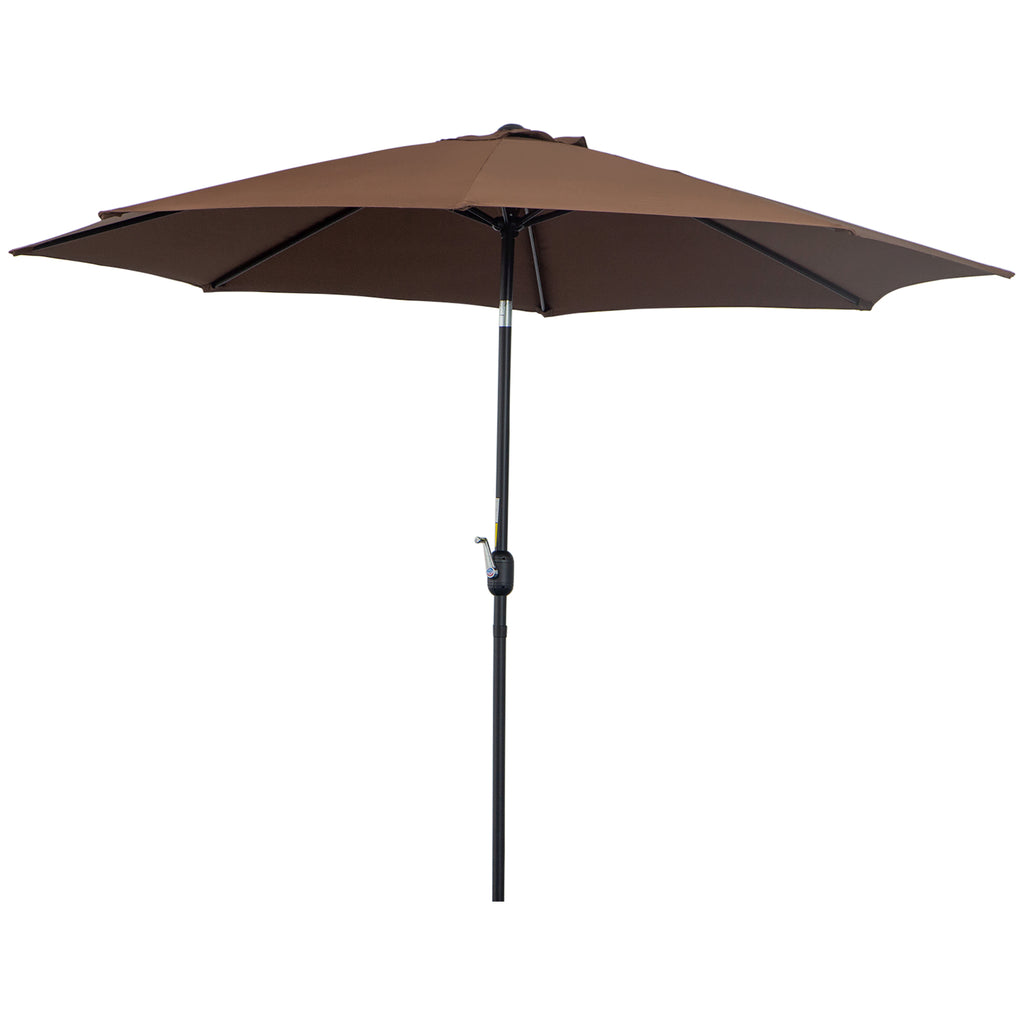 Outsunny Sonnenschirm Knickschirm Gartenschirm Marktschirm mit Handkurbel Stahl 180/m² Polyester Braun Ø2,95 x 2,5 m
