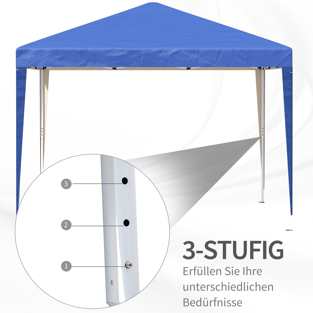 Outsunny Pavillon, 2,95 x 2,95 m Pop-Up-Faltpavillon, Gartenpavillon, Partyzelt, UV-Schutz, Stahl+Oxfordstoff, Blau