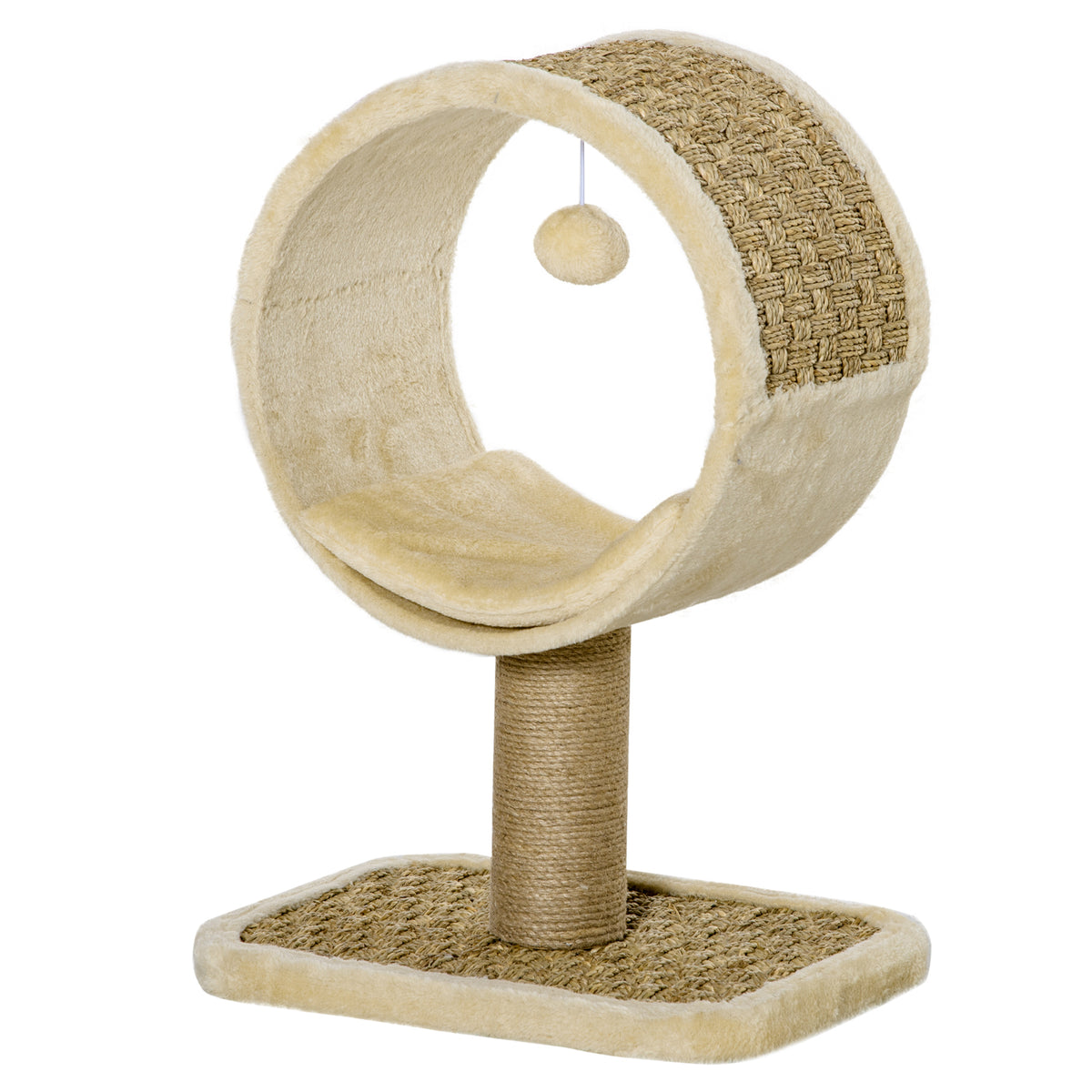 PawHut Katzenkratzbaum Klein Katzenbaum für eine einzelne Katze Katzen-Spiel-Stamm Katzenspielzeug Kletterbaum Jute Khaki+Hellbraun 40 x 30 x 56 cm