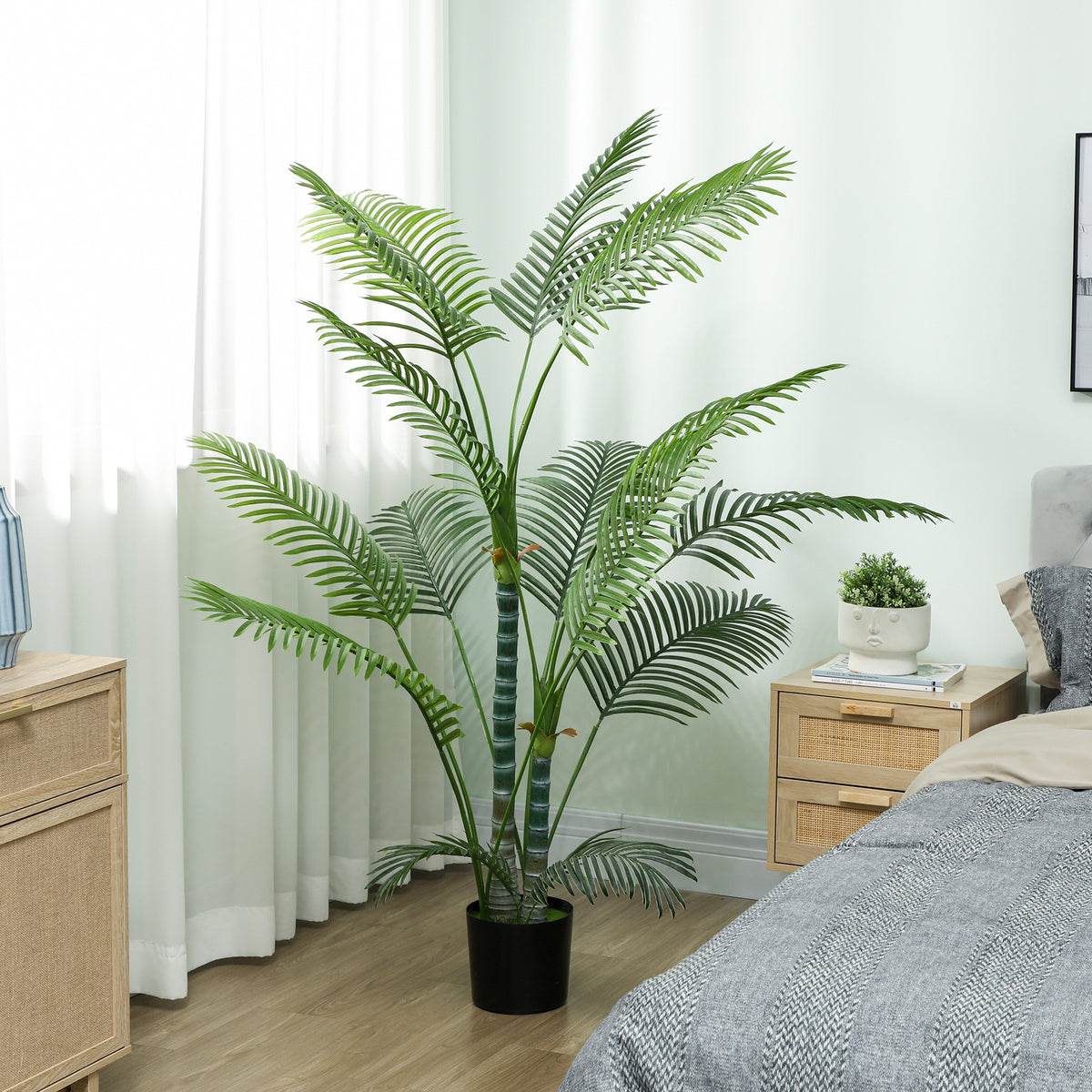 HOMCOM Dekorative Künstliche Pflanze 170 cm Künstlicher Palmenbaum mit Topf und Blättern für Innenbereich Grün
