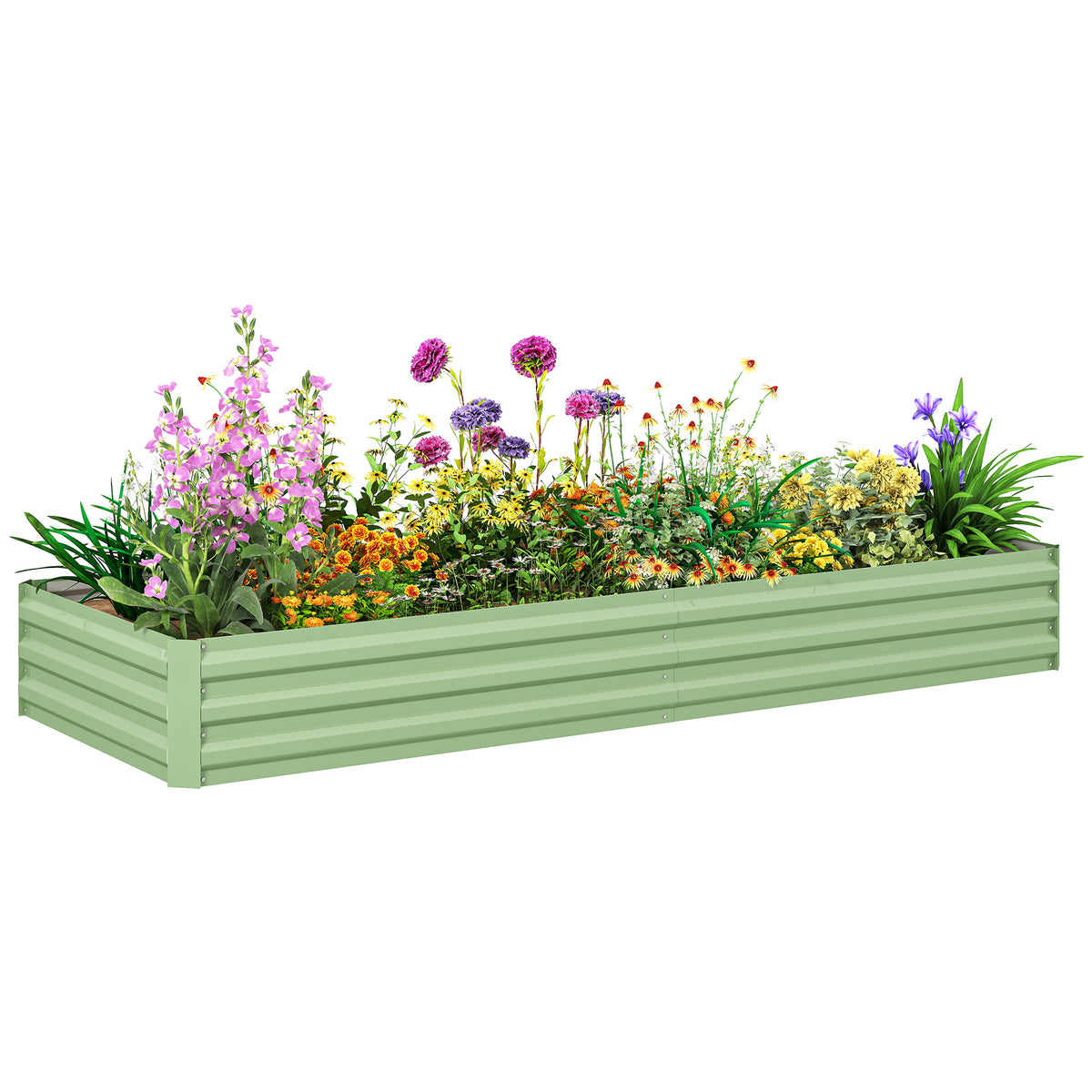 Outsunny Stahl-Hochbeet, offener Boden, einfacher Aufbau, 241L x 90,5B x 30H cm, Grün
