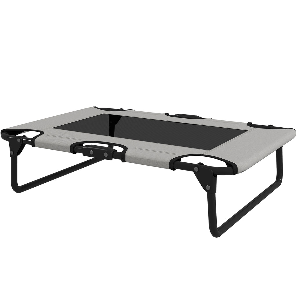 PawHut Erhöhtes Hundebett klappbar Haustierbett, Outdoor Hundeliege mit Netzdesign Hellgrau Oxford 75 x 51 x 18 cm