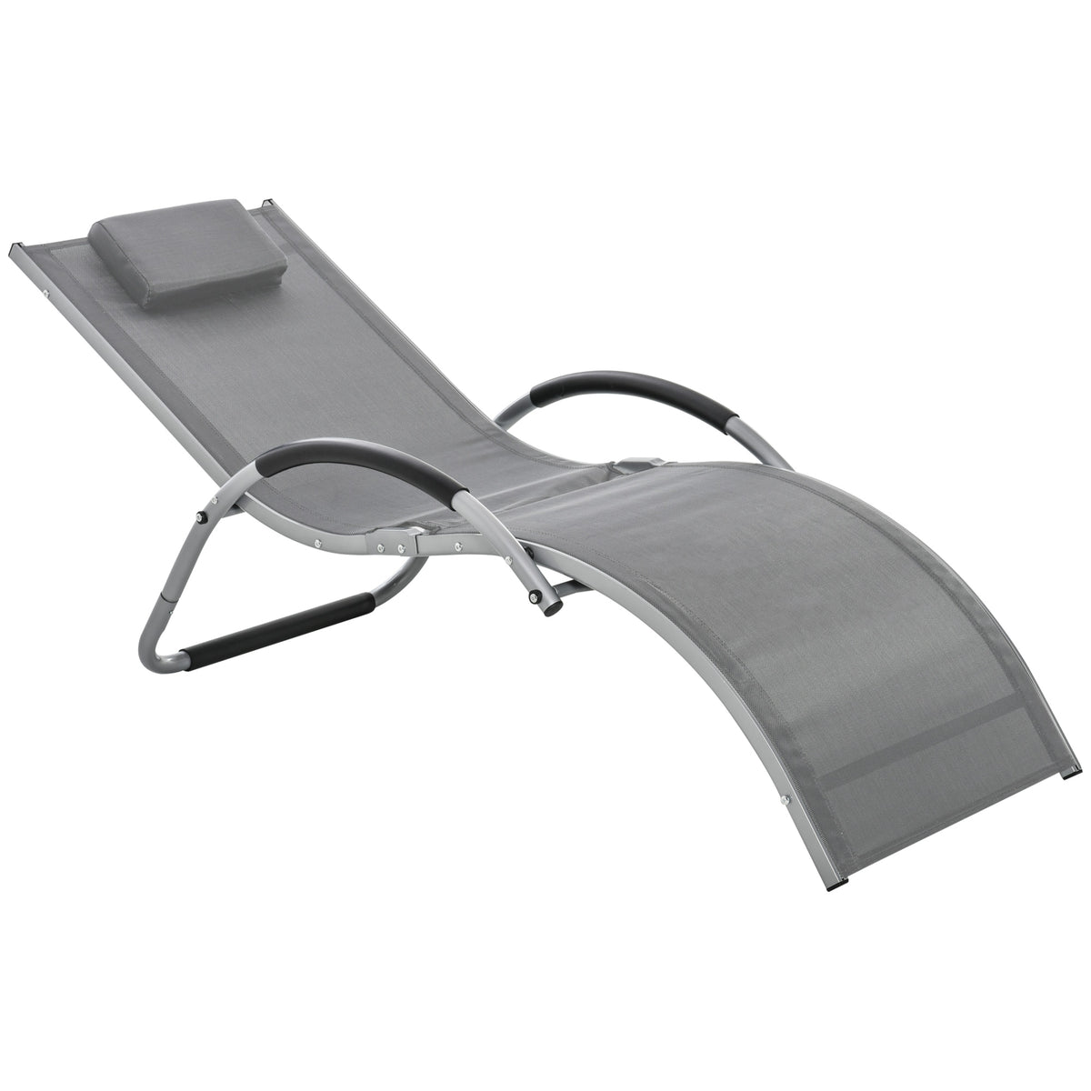 Outsunny Gartenliegen mit Kissen Sonnenliege Relaxliege ergonomisch Aluminium Texteline Dunkelgrau 160 x 60 x 65 cm
