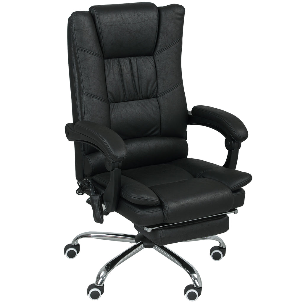 Vinsetto Massagstuhl Bürostuhl mit Massagefunktion, inkl. Fußstütze, höhenverstellbar, 64 cm x 70 cm x 118 cm, Schwarz