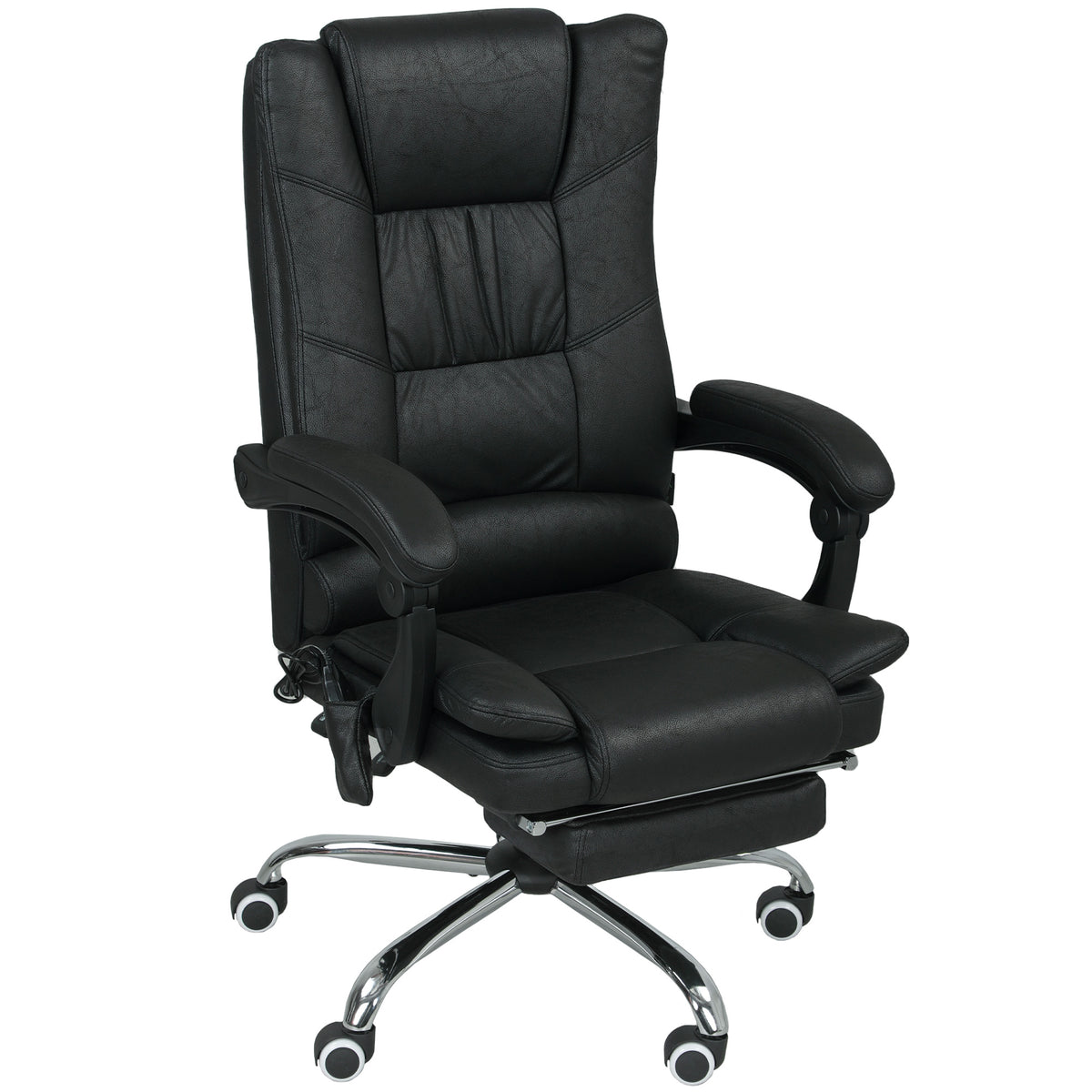 Vinsetto Massagstuhl Bürostuhl mit Massagefunktion, inkl. Fußstütze, höhenverstellbar, 64 cm x 70 cm x 118 cm, Schwarz