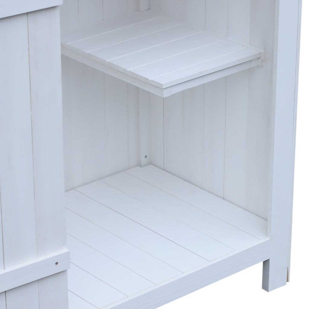 Outsunny Gartenschrank Holz  Gerätehaus Gartenhaus Geräteschuppen Geräteschrank Holzhütte Giebeldach Bitumenpappe Weiß 77,5 x 54,2 x 179,5 cm