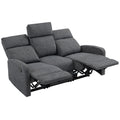 HOMCOM 3-Sitzer-Sofa, individuell verstellbare Rückenlehnen, Fußstütze, Stoffbezug, Metall, Grau