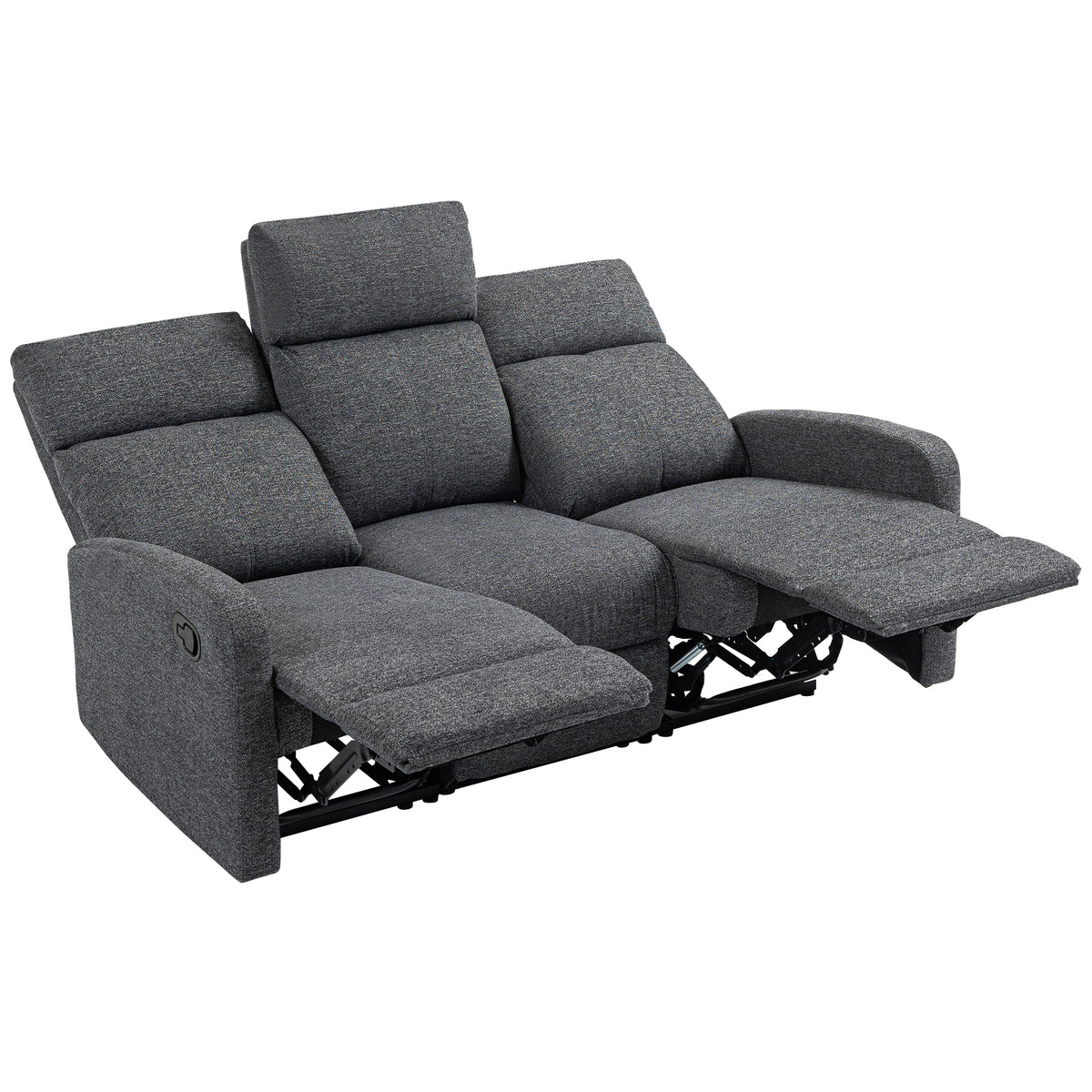 HOMCOM 3-Sitzer-Sofa, individuell verstellbare Rückenlehnen, Fußstütze, Stoffbezug, Metall, Grau