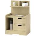 HOMCOM Nachttisch mit 2 Schubladen, offener Ablage, 40x30x60 cm, Holzdekor