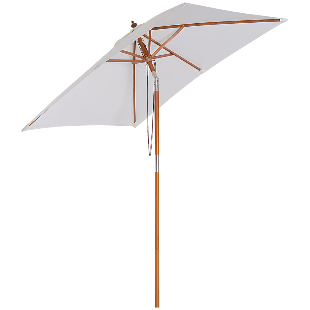 Outsunny Sonnenschirm 200 x 150 x 235 cm Knickbarer Gartenschirm 3-stufig einstellbar rechteckig Strandschirm wasserabweisend und UV-beständig für Strand Balkon Terrasse Garten Cremeweiß
