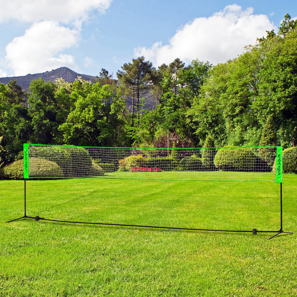 SPORTNOW Badminton-Set mit 2 Schlägern, 3 Federbällen, höhenverstellbar 107-155 cm, Schwarz-Grün