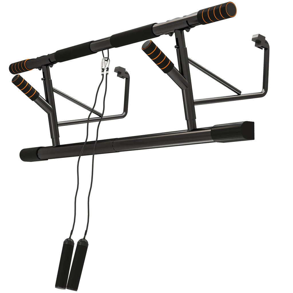 SPORTNOW Türreckstange Türreck für Klimmzüge mit Widerstandsbändern gepolsterten Griffen 100 x 50 x 27 cm Schwarz