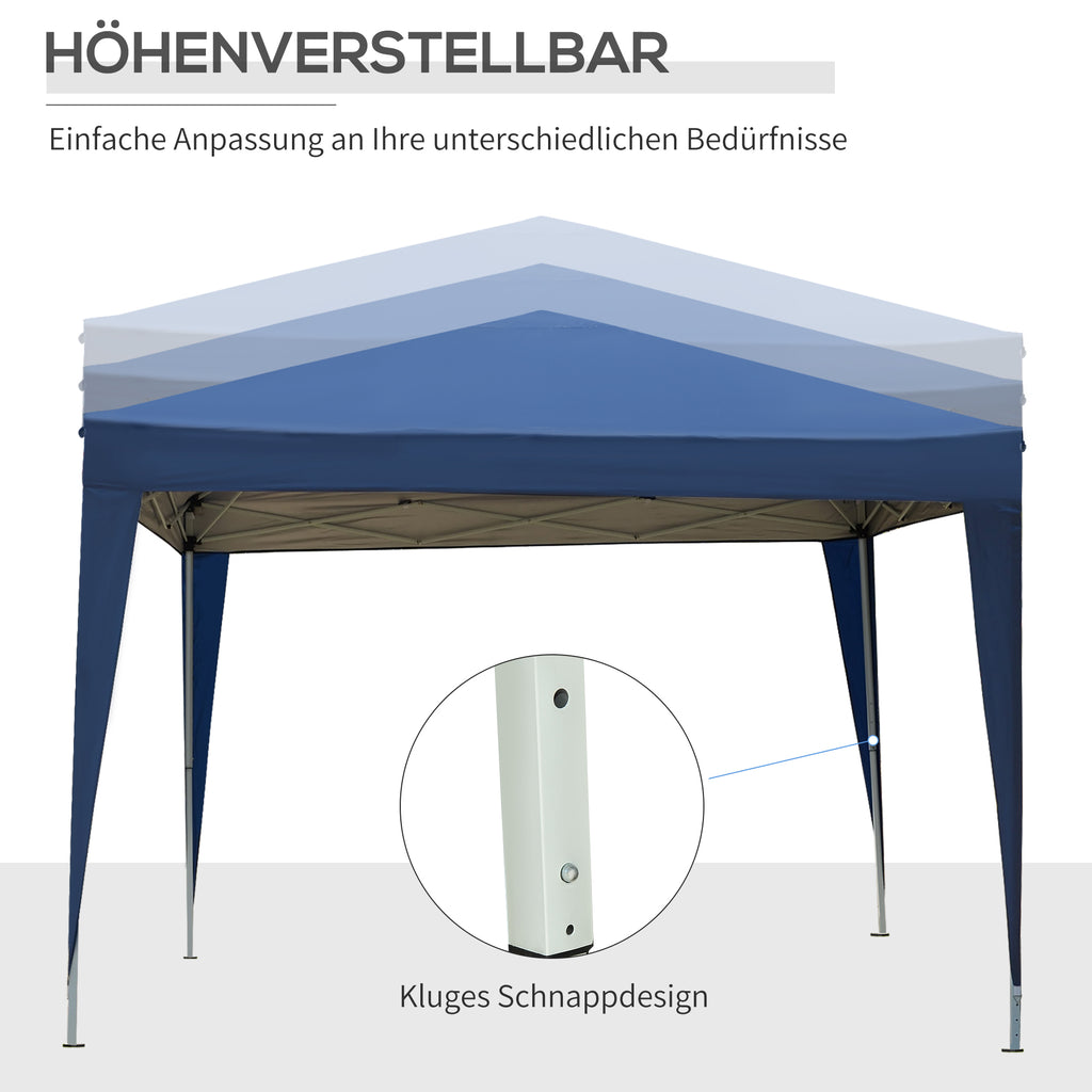 Outsunny 3 x 3 m Pavillon mit 4 Seitenwänden, Fenster, Festzelt mit UV-Schutz, Gartenzelt inkl. Tragetasche, Stahl, Blau