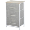 HOMCOM Moderne Schubladenkommode mit 3 Schubladen aus Stoff, Stahlrahmen und Spanplatte, 45 x 30 x 71 cm, Grau