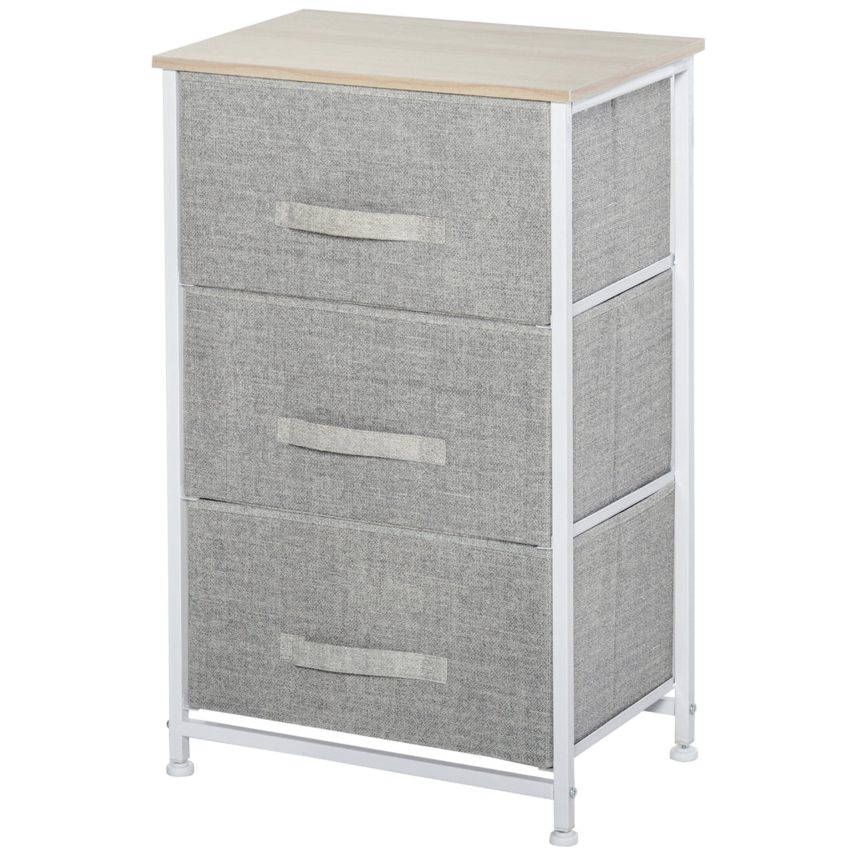 HOMCOM Moderne Schubladenkommode mit 3 Schubladen aus Stoff, Stahlrahmen und Spanplatte, 45 x 30 x 71 cm, Grau