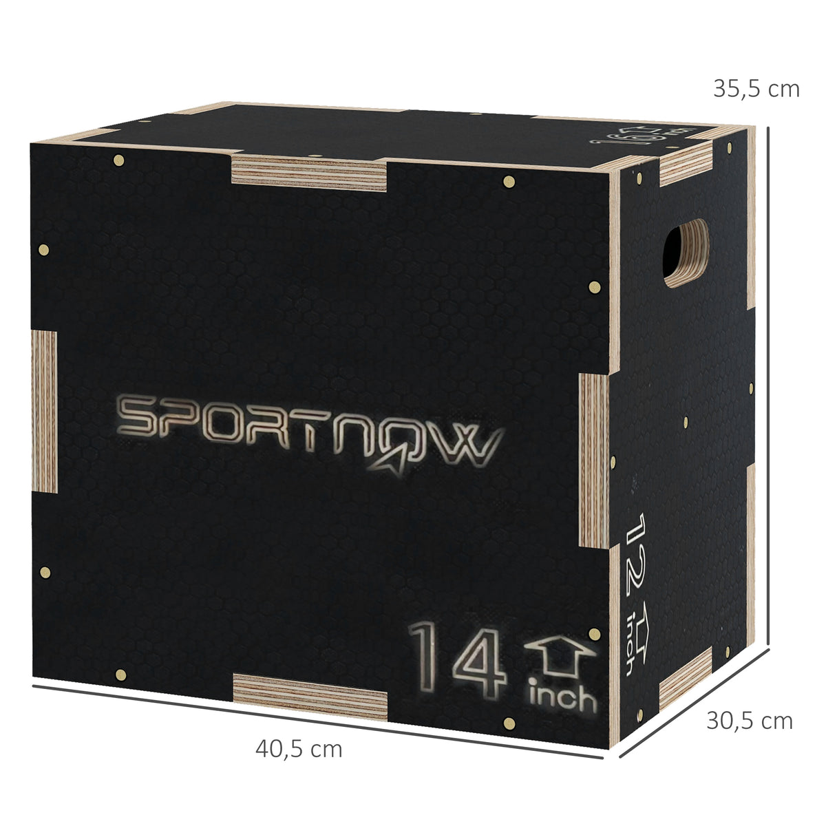 SPORTNOW Box Jump Plyo-Box 3 in 1 Sprungkasten Fitness & Crossfit für Boxtraining aus Holz, 30,5/35,5/40,5H cm