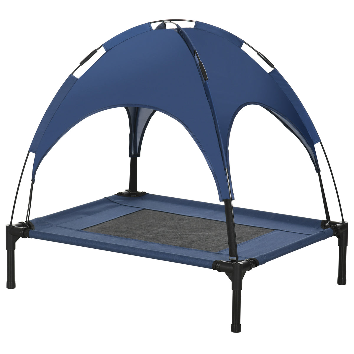 PawHut Haustierbett mit Baldachin, Hundebett, klappbar, wetterbeständig, Blau