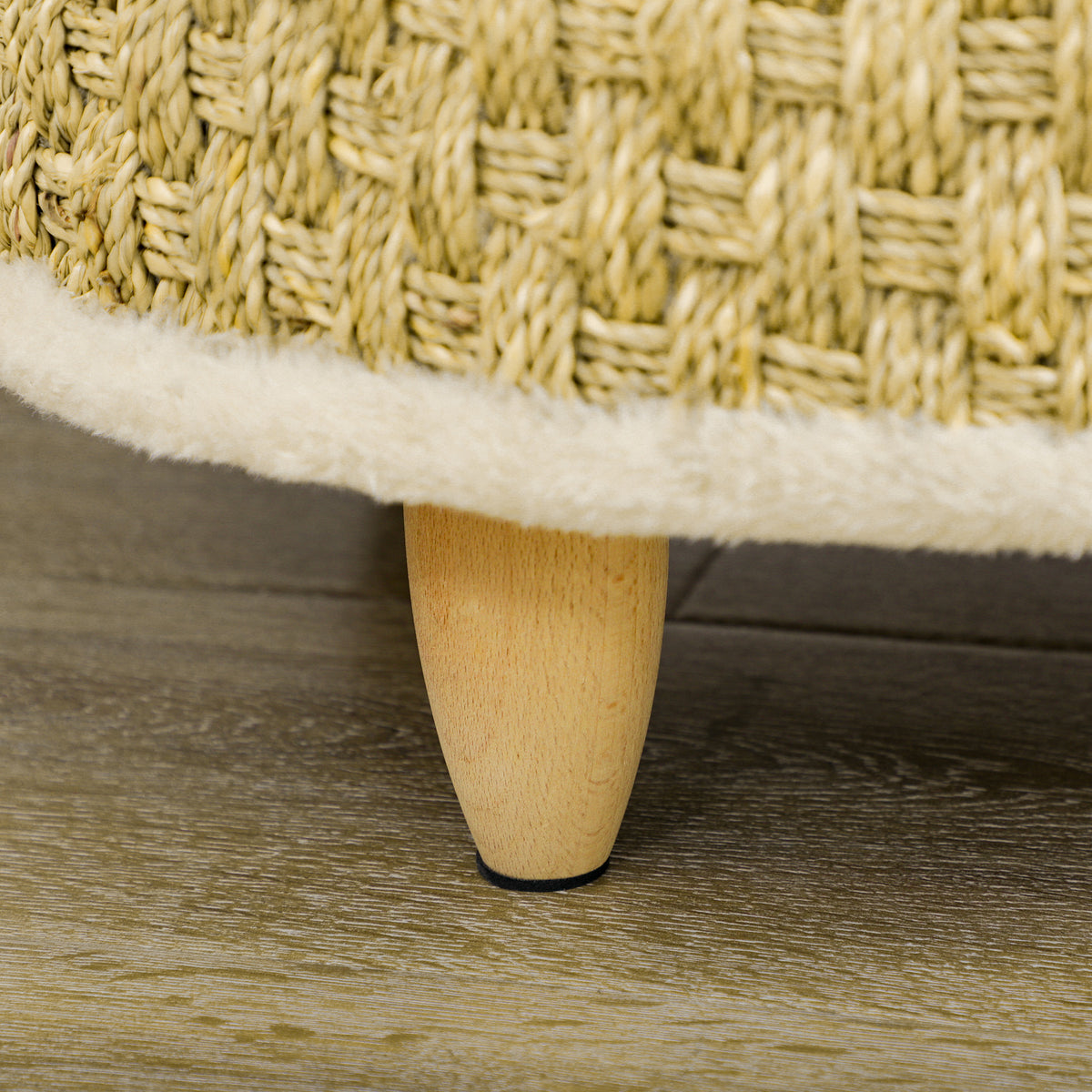 PawHut Haustierbett für Katzen und Hunde, Seegras, waschbares Kissen, 48 cm x 48 cm x 24,5 cm, Beige + Khaki - Natur