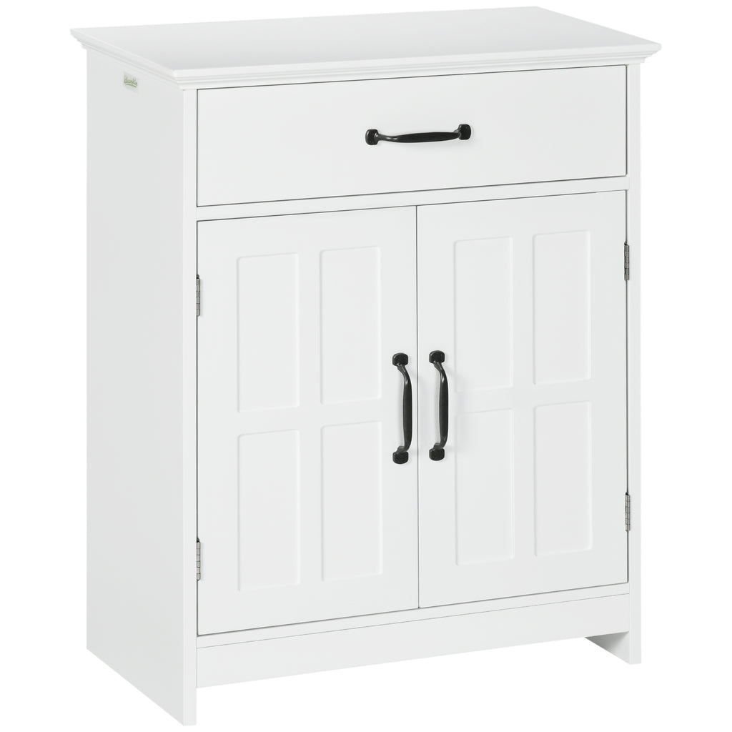 kleankin Badezimmer Unterschrank mit Doppeltür, Schublade und verstellbarem Regal, 60x30x75cm, weiß