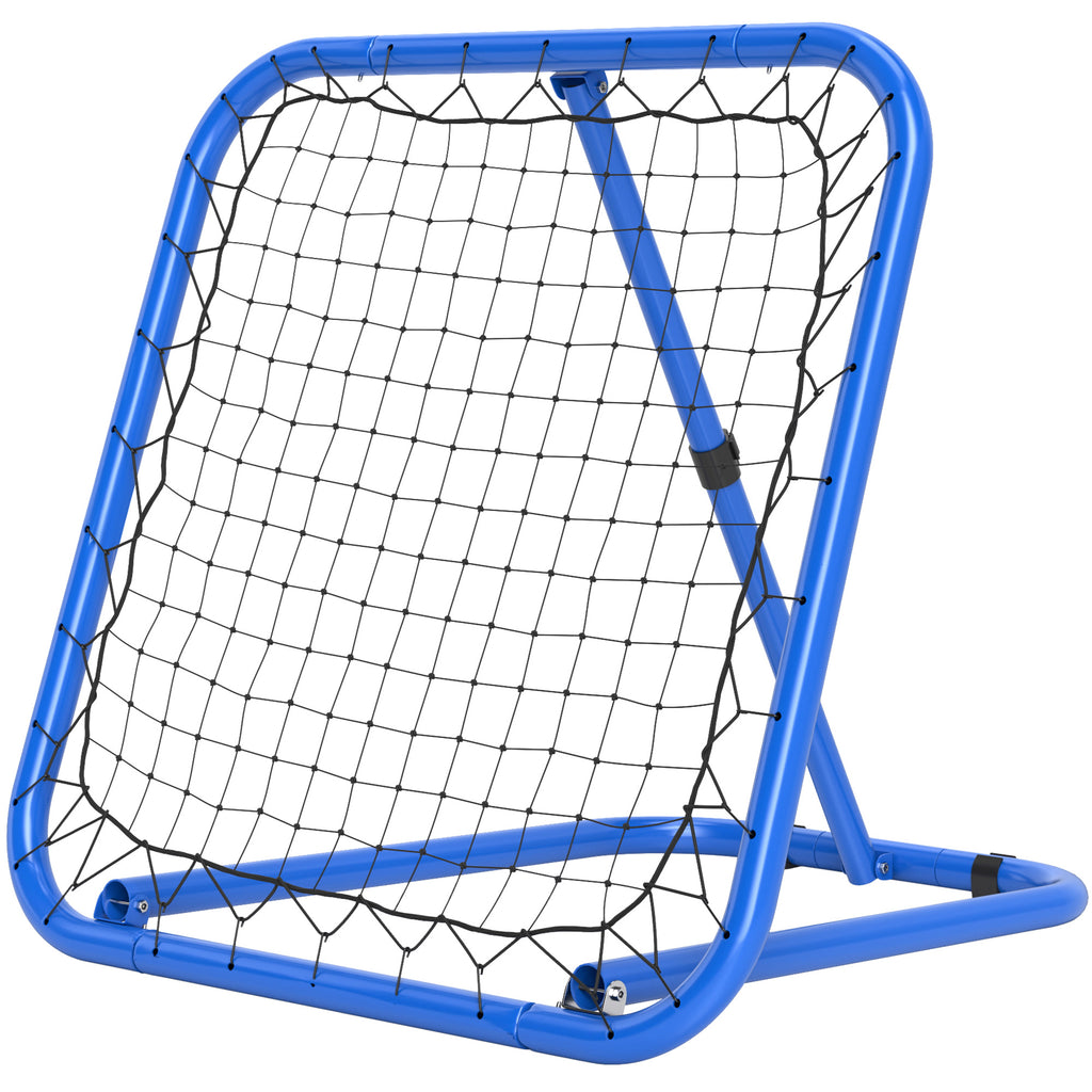 HOMCOM Fußball Rebounder-Netz, klappbar, Rückprallwand, Verstellbar in 5 Stufen, Metall, 78 x 84 x 65-78 cm, Blau