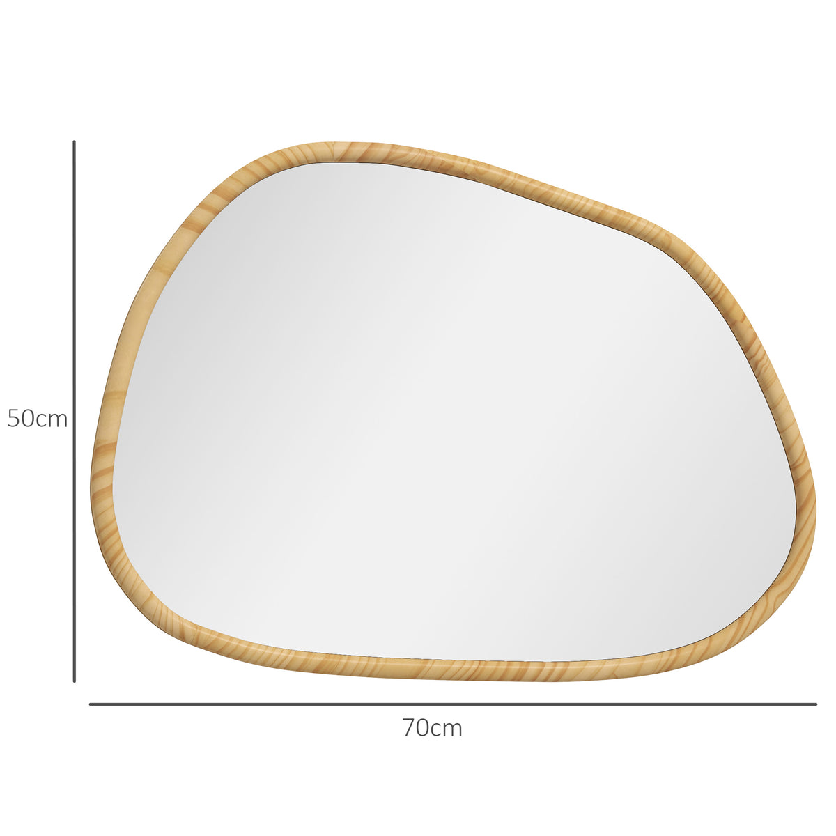 HOMCOM Wandspiegel Dekospiegel Spiegel, Vintage-Design, 70 cm x 2,1 cm x 50 cm, Massivholz, Natur